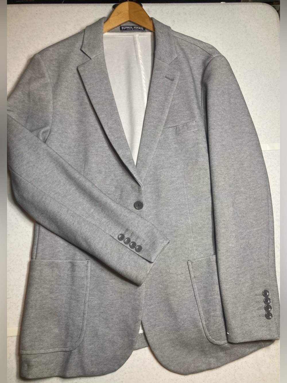 Paul Jones Light Gray Woven Textured Sport Coat Blazer Suit Jacket L Lg